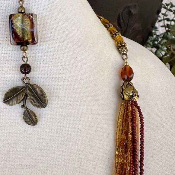 NEW - Hand Crafted Necklace & Coordinating Dangle Earrings - Earth Tone Beads - Picture 10 of 11